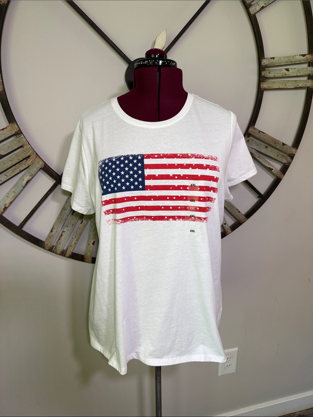 Sonoma White Tee with Distressed American Flag Graphic NWTS